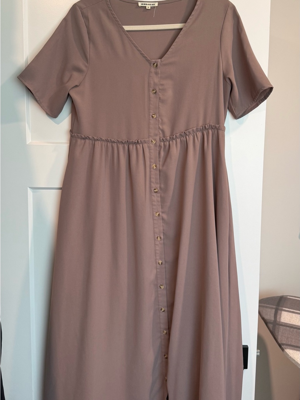 JessaKae Dusty Mauve Button-Front Midi Dress